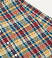 Red And Blue Madras Check Cotton Button Down Shirt