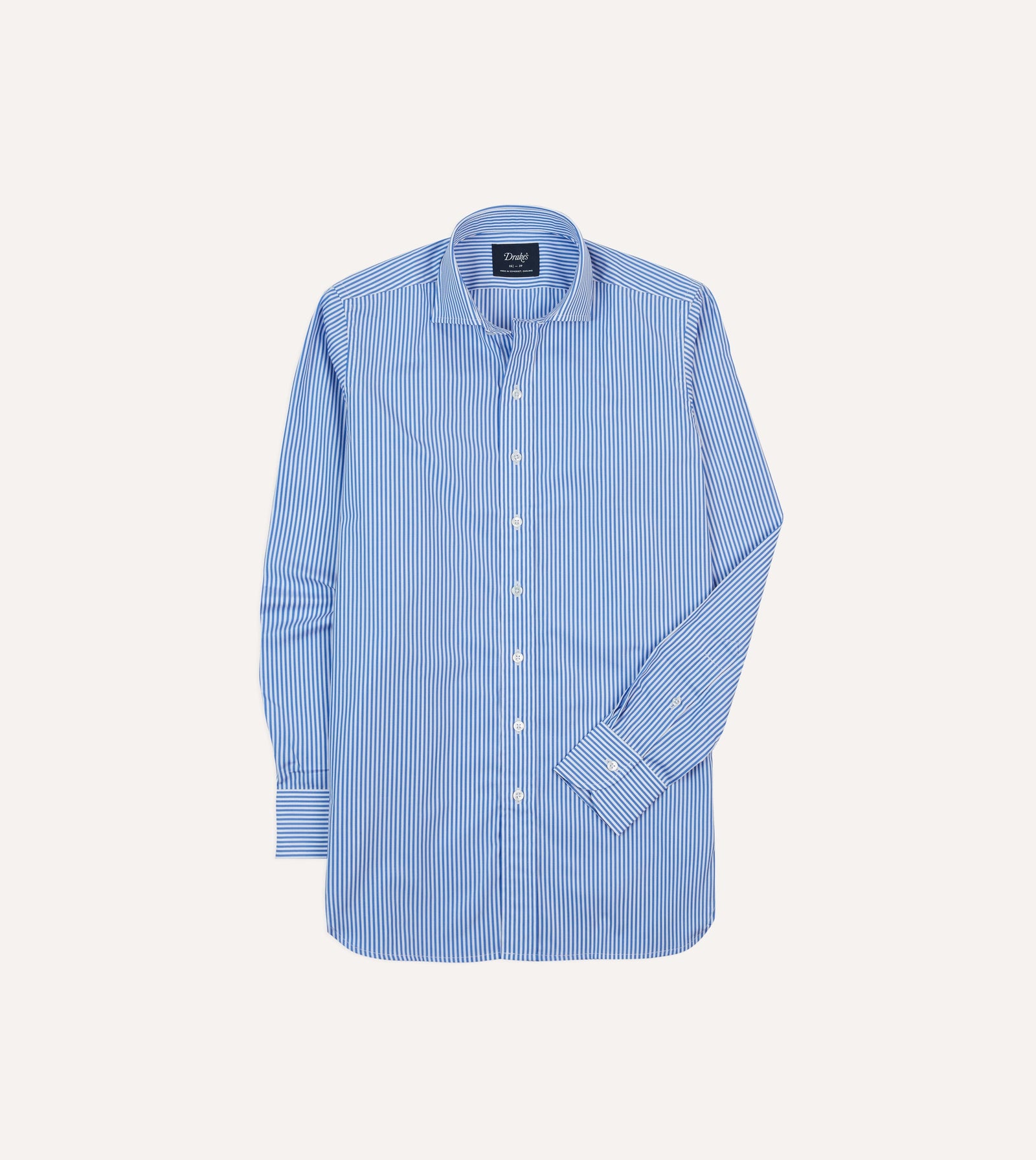 Dark And White Bengal Stripe Spread Collar Cotton Poplin Shirt