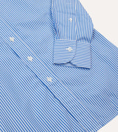 Dark And White Bengal Stripe Spread Collar Cotton Poplin Shirt