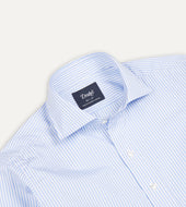 And White Bengal Stripe Spread Collar Cotton Poplin Shirt