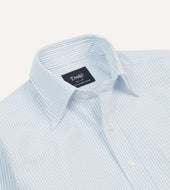 Light And White Ticking Stripe Cotton Oxford Cloth Long Point Collar Shirt