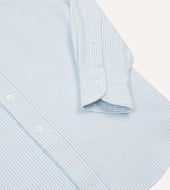 Light And White Ticking Stripe Cotton Oxford Cloth Long Point Collar Shirt