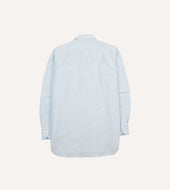 Light And White Ticking Stripe Cotton Oxford Cloth Long Point Collar Shirt