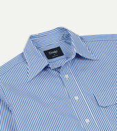 And White Stripe Long Point Collar Flap Pocket Poplin Shirt