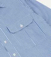 And White Stripe Long Point Collar Flap Pocket Poplin Shirt