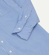 And White Stripe Long Point Collar Flap Pocket Poplin Shirt