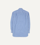 And White Stripe Long Point Collar Flap Pocket Poplin Shirt