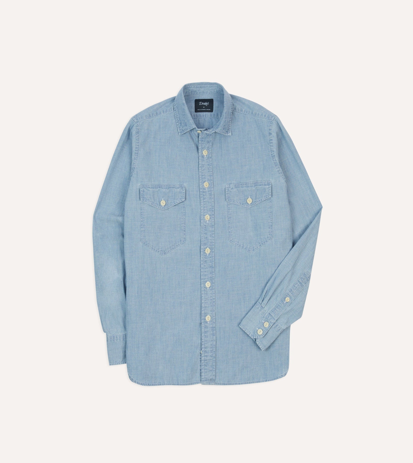 Cotton Chambray Two Pocket Work Shirt