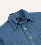 Wash Cotton Linen Long Point Collar Work Shirt