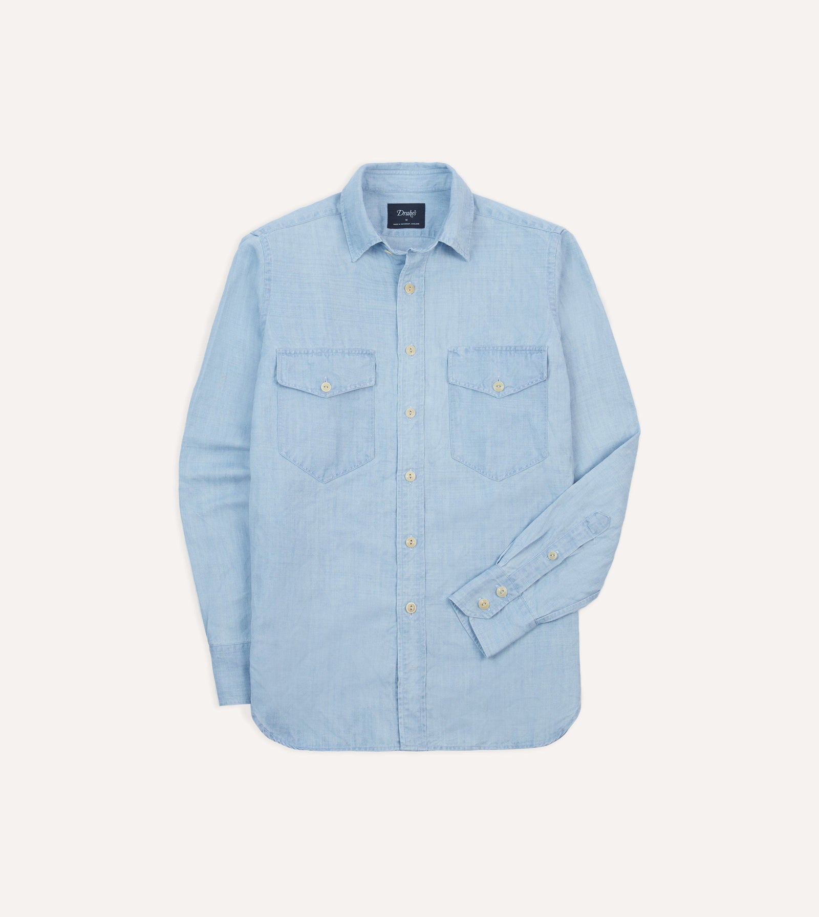 Bleach Wash Cotton Linen Long Point Collar Work Shirt