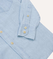 Bleach Wash Cotton Linen Long Point Collar Work Shirt