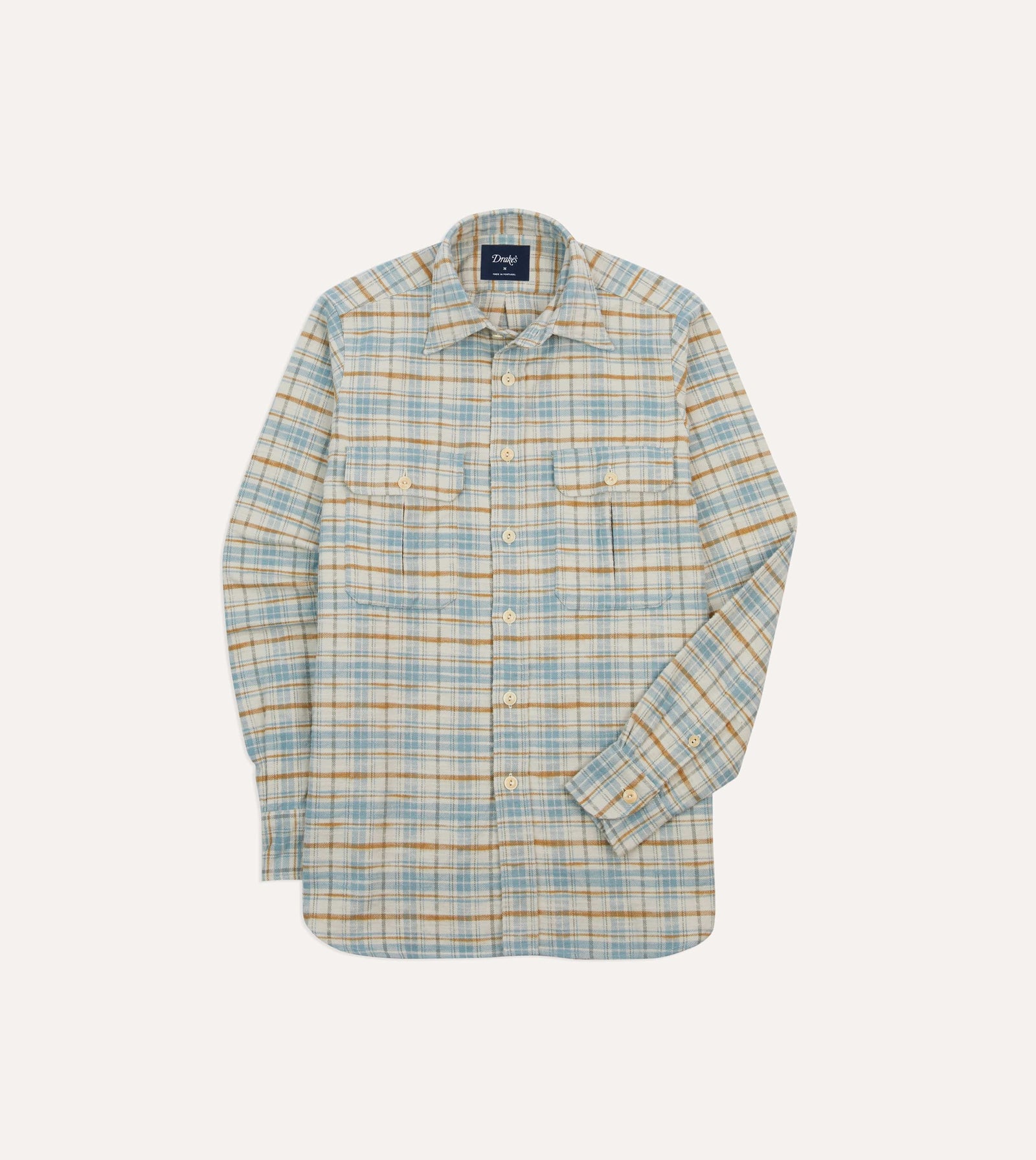 And Blue Check Cotton Two Pocket Work Shirt