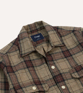 Check Wool Two Pocket Camp Collar Work Shirt