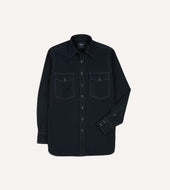 Contrast Stitch Cotton Linen Two Pocket Work Shirt