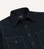 Contrast Stitch Cotton Linen Two Pocket Work Shirt