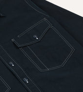Contrast Stitch Cotton Linen Two Pocket Work Shirt