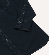 Contrast Stitch Cotton Linen Two Pocket Work Shirt