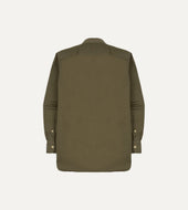 Green Cotton Long Point Collar Work Shirt