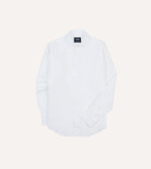 White Linen Spread Collar Shirt