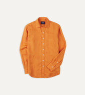 Yellow Linen Spread Collar Shirt