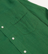 Green Linen Spread Collar Shirt