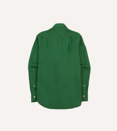 Green Linen Spread Collar Shirt