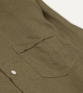 Green Linen Spread Collar Shirt