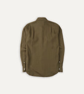 Green Linen Spread Collar Shirt