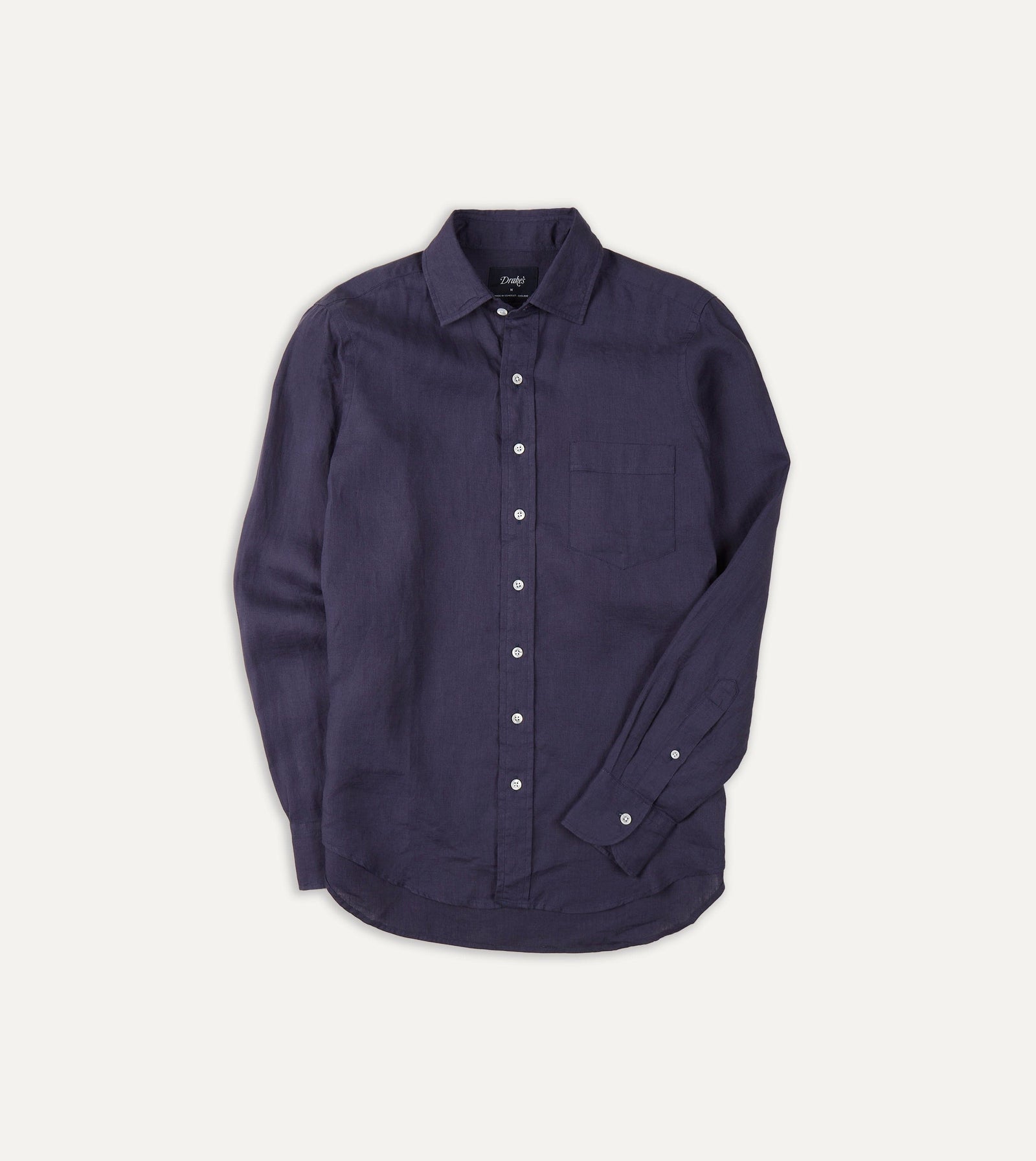 Washed Linen Spread Collar Shirt