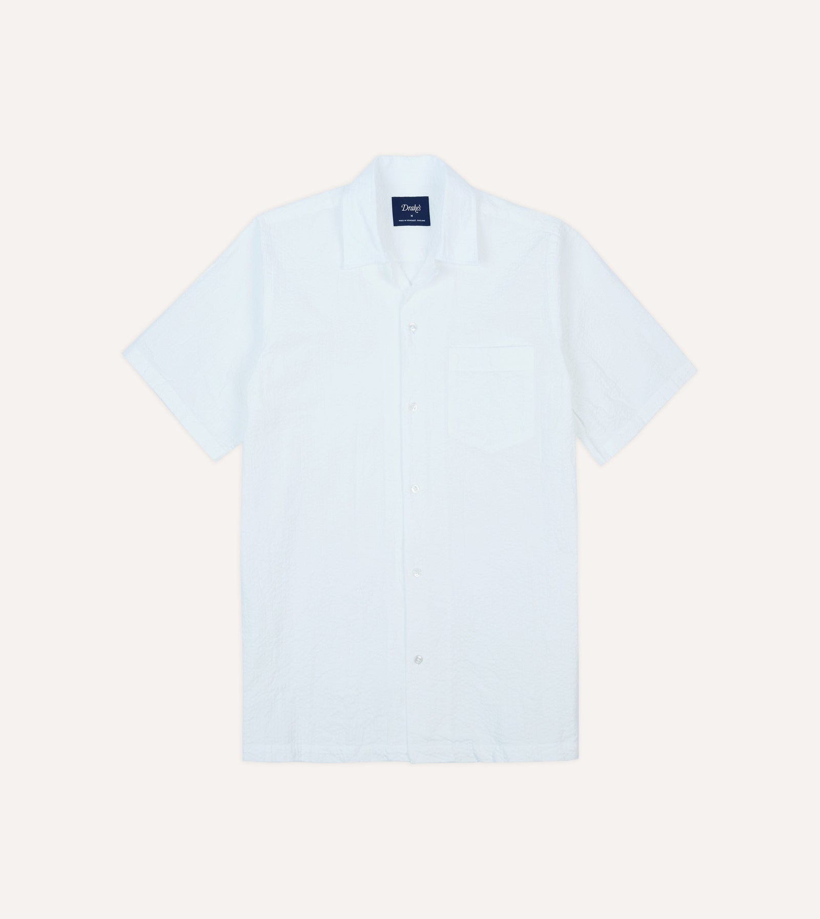 Cotton Linen Seersucker Camp Collar Short Sleeve Shirt