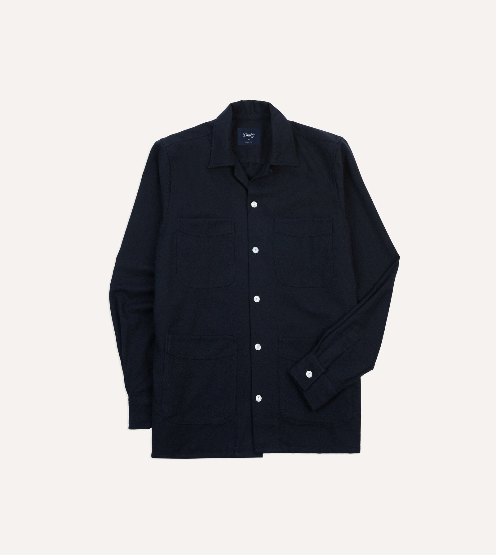 Wool Four Pocket Camp Collar Work Shirt
