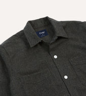 Grey Wool Four Pocket Camp Collar Work Shirt