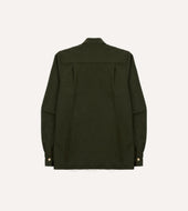 Dark Green Wool Two Pocket Camp Collar Work Shirt