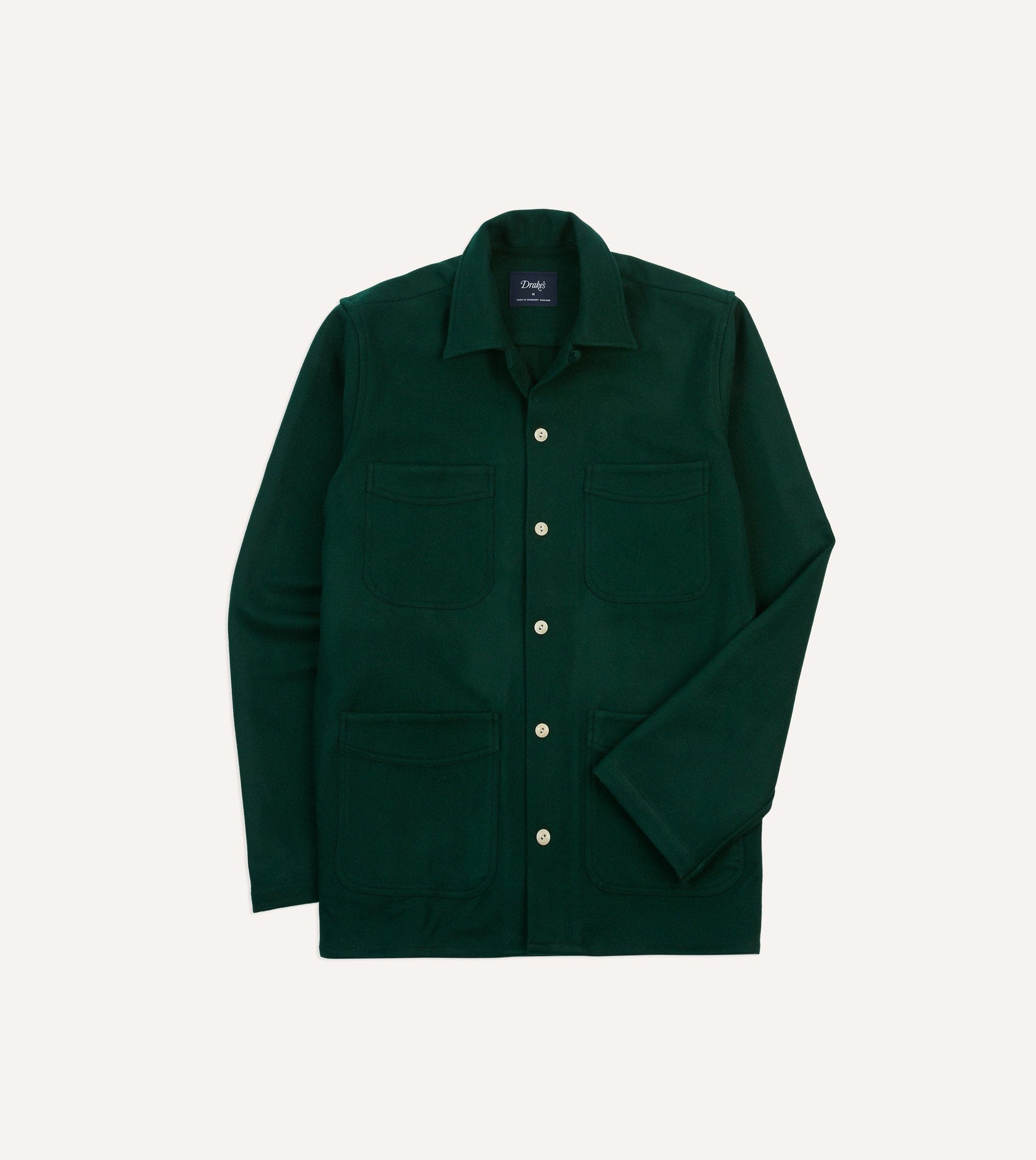 Wool Four Pocket Camp Collar Work Shirt