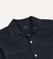 Cotton Hemp Denim Camp Collar Work Shirt