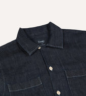 Cotton Hemp Denim Camp Collar Work Shirt