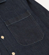 Cotton Hemp Denim Camp Collar Work Shirt