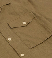 Linen Short Sleeve Camp Collar Military Shirt