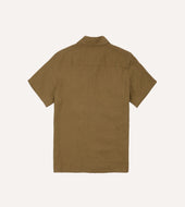 Linen Short Sleeve Camp Collar Military Shirt