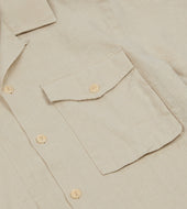 Linen Short Sleeve Camp Collar Military Shirt