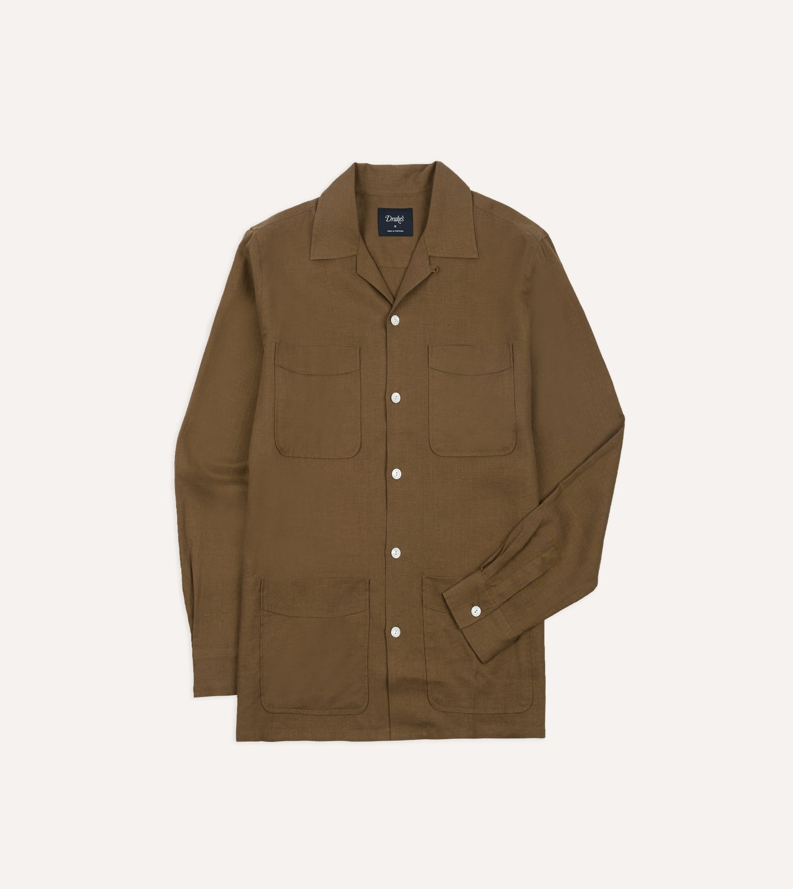 Linen Four Pocket Camp Collar Work Shirt
