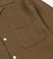 Linen Four Pocket Camp Collar Work Shirt