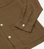 Linen Four Pocket Camp Collar Work Shirt