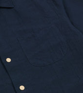 Cotton Linen Camp Collar Three Pocket Short Sleeve Shirt