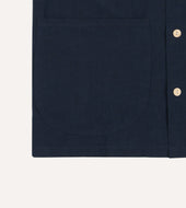 Cotton Linen Camp Collar Three Pocket Short Sleeve Shirt