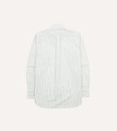 Green Pencil Stripe Cotton Long Point Collar Shirt