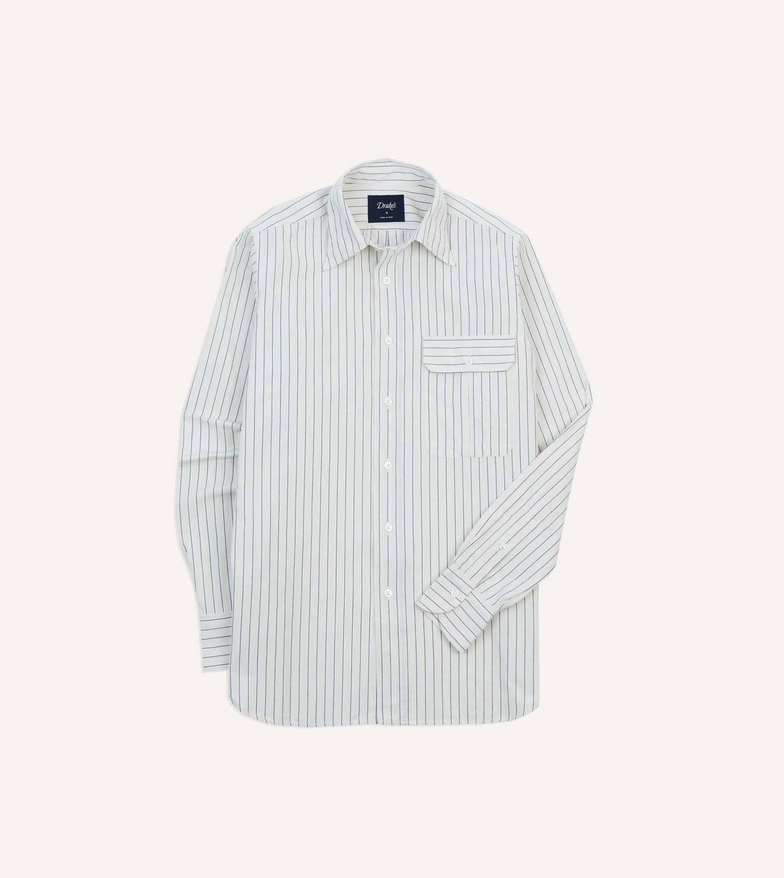 Pencil Stripe Selvedge Cotton Long Point Collar Shirt
