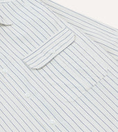 Pencil Stripe Selvedge Cotton Long Point Collar Shirt