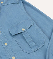 Bleach Wash Denim Military Shirt