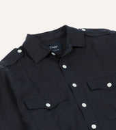 Linen Pintuck Military Shirt